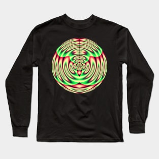 Abstract Red Green Yellow Ornamental Circle Design Long Sleeve T-Shirt